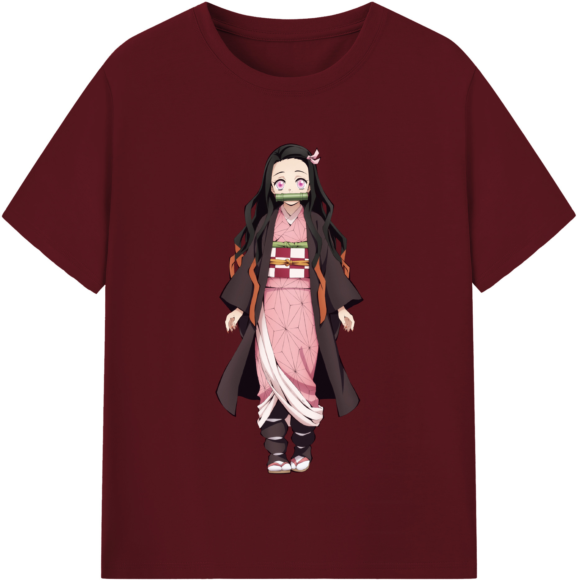 （画像用） 鬼滅の刃（きめつのやいば）竈門 禰󠄀豆子／かまど ねずこ Kamado Nezuko 綿100％半袖Tシャツ（フロントプリント）